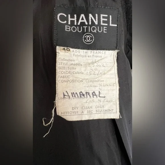 CHANEL Boutique 1988 Black Wool Coat
